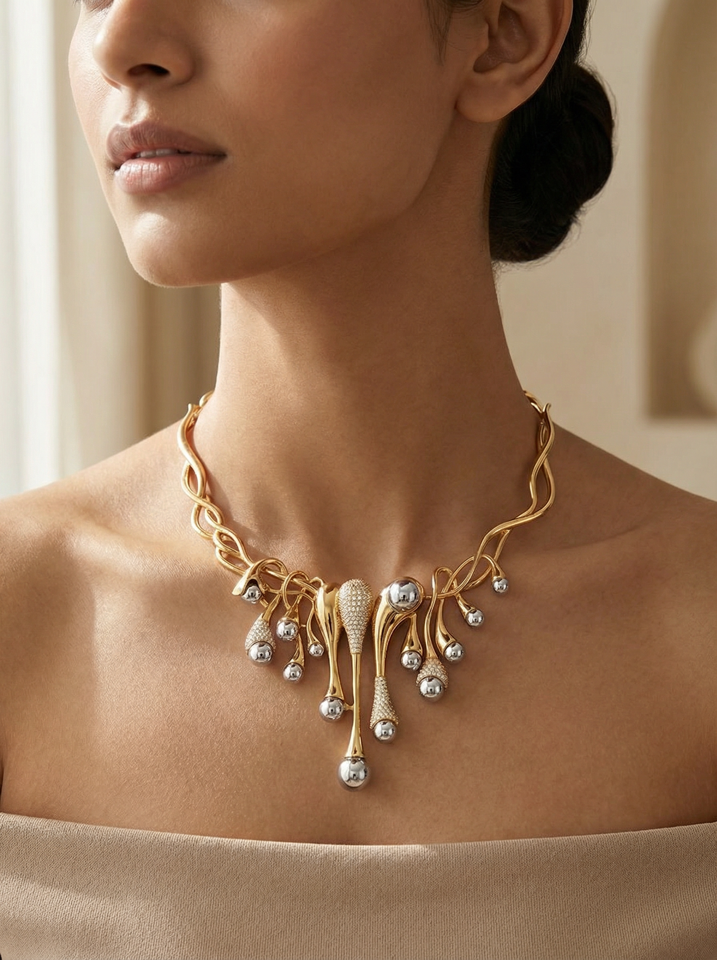 Pearique Luxury Dual-tone Necklace