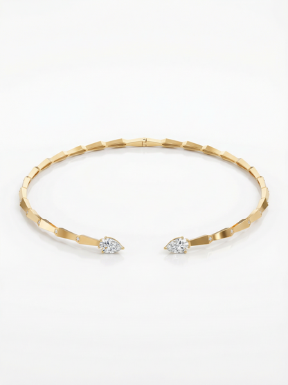 Velora Luxury Silver Necklace – yellow gold plated sterling silver moissanite choker by Aagami