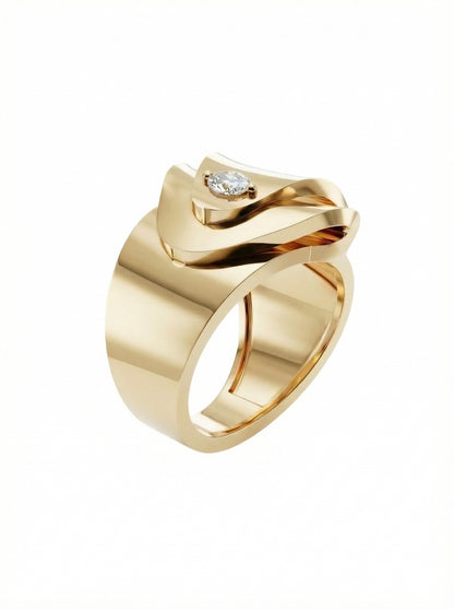 Foldiq Sculptural Folded Metal Ring