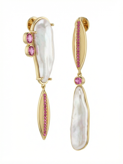 Twin Drop Minimalist Dangle Earring