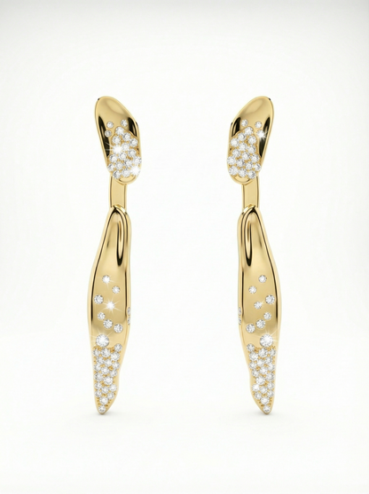 Lustre Tail Long Drop Studded Earring