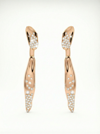 Lustre Tail Long Drop Studded Earring