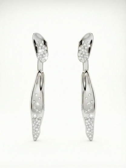Lustre Tail Long Drop Studded Earring